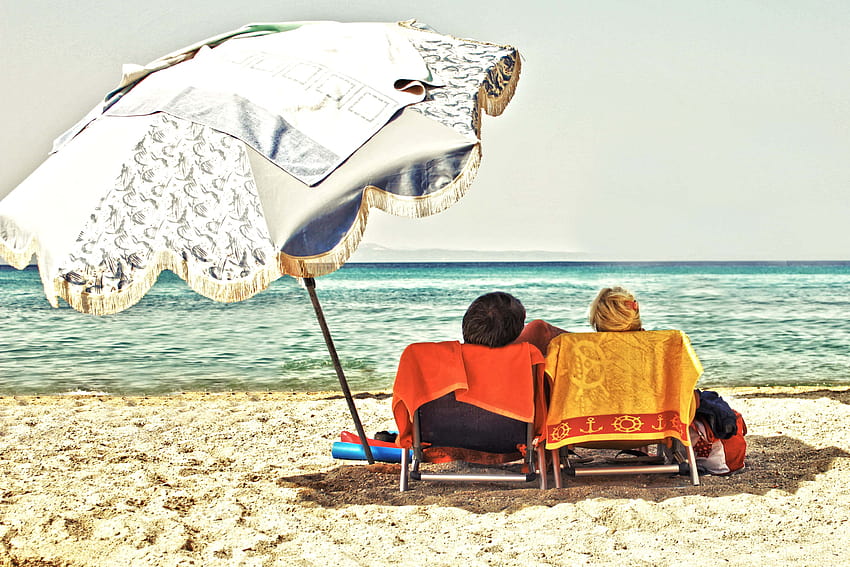 : relax, fidanzata, caldo, spiaggia, estate, fidanzato, godimento, ombrellone, sole, tropicale, picnic fidanzato e fidanzata Sfondo HD