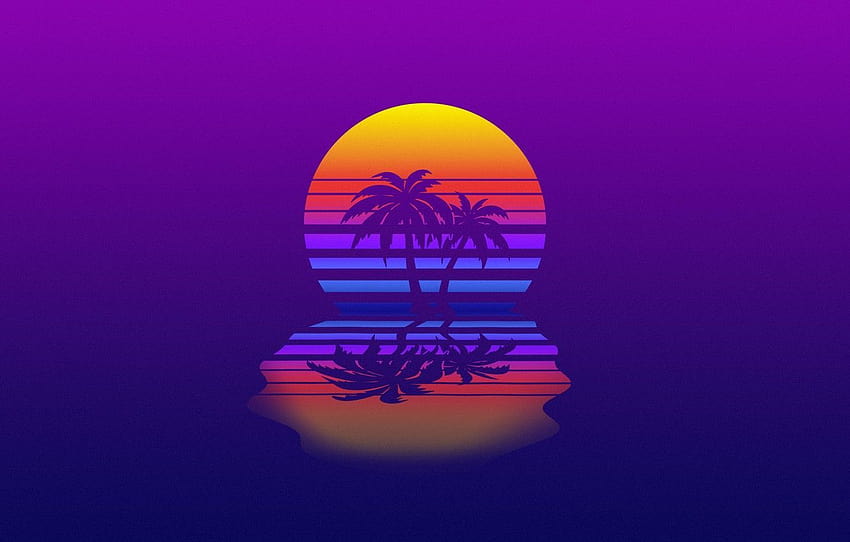 80s Palm Trees, retro 80s sun HD wallpaper