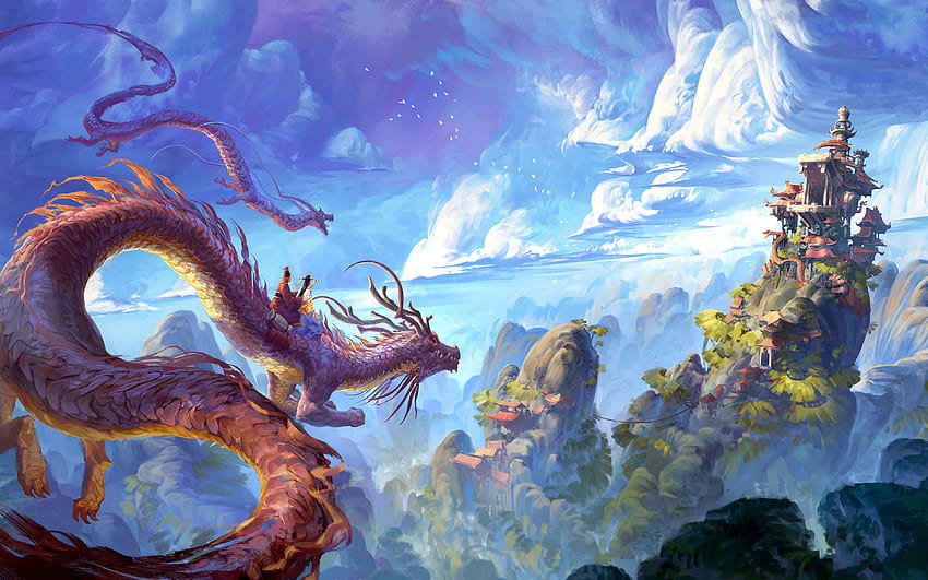 Dragón chino de fantasía, dragón oriental fondo de pantalla