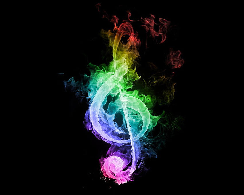 abstract flames music dark rainbows treble clef g, dark music HD wallpaper