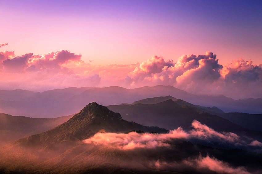589423 6000x4000 myst, Creative Commons, niebla, amanecer, niebla, nube, paisaje, cloudscape, amanecer, cumbre, caminata, naturaleza, montaña, aire libre, rosa, color, pico, niebla rosa fondo de pantalla