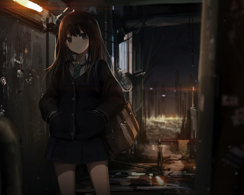 Gece, Anime Kızı, Sokak, , Arka Plan, 9ab50e HD duvar kağıdı