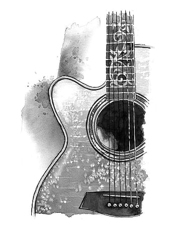 Sketch Of Acoustic Guitar Icon Over White Background, Vector Illustration  Royalty Free SVG, Cliparts, Vectors, And Stock Illustration. Image 97397055.