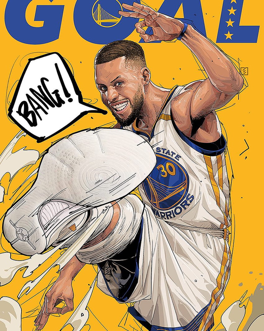 Cartoon Stephen Curry, cartoon basketball HD phone wallpaper