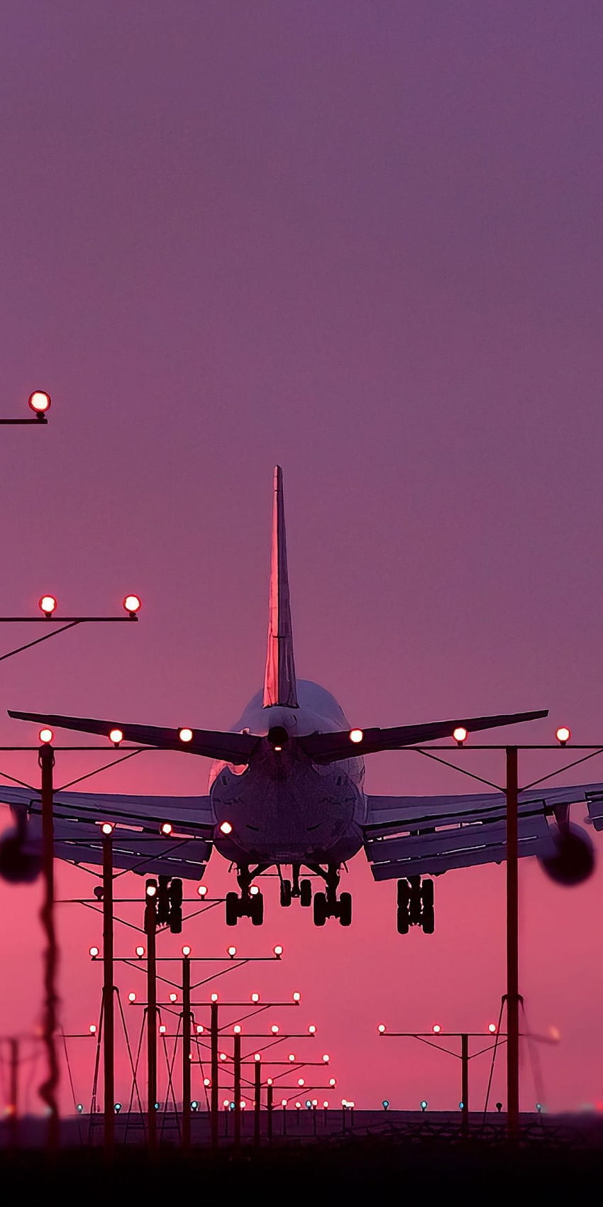 Aeronave, aterrizaje, puesta de sol, 1080x2160, puesta de sol de avión estético fondo de pantalla del teléfono