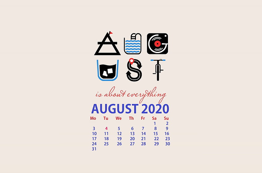 2020 Calendar, august 2020 HD wallpaper