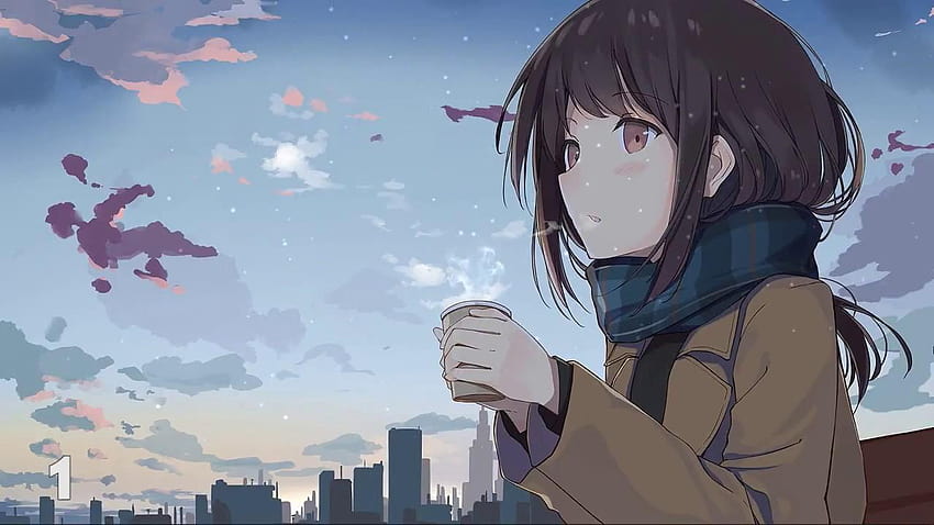 Anime Coffee, anime chica café fondo de pantalla
