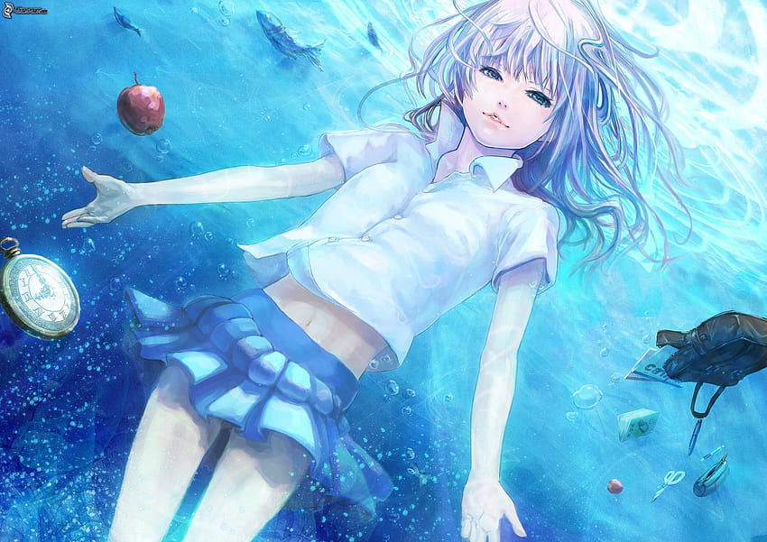 Anime girl, girl swimming anime HD wallpaper