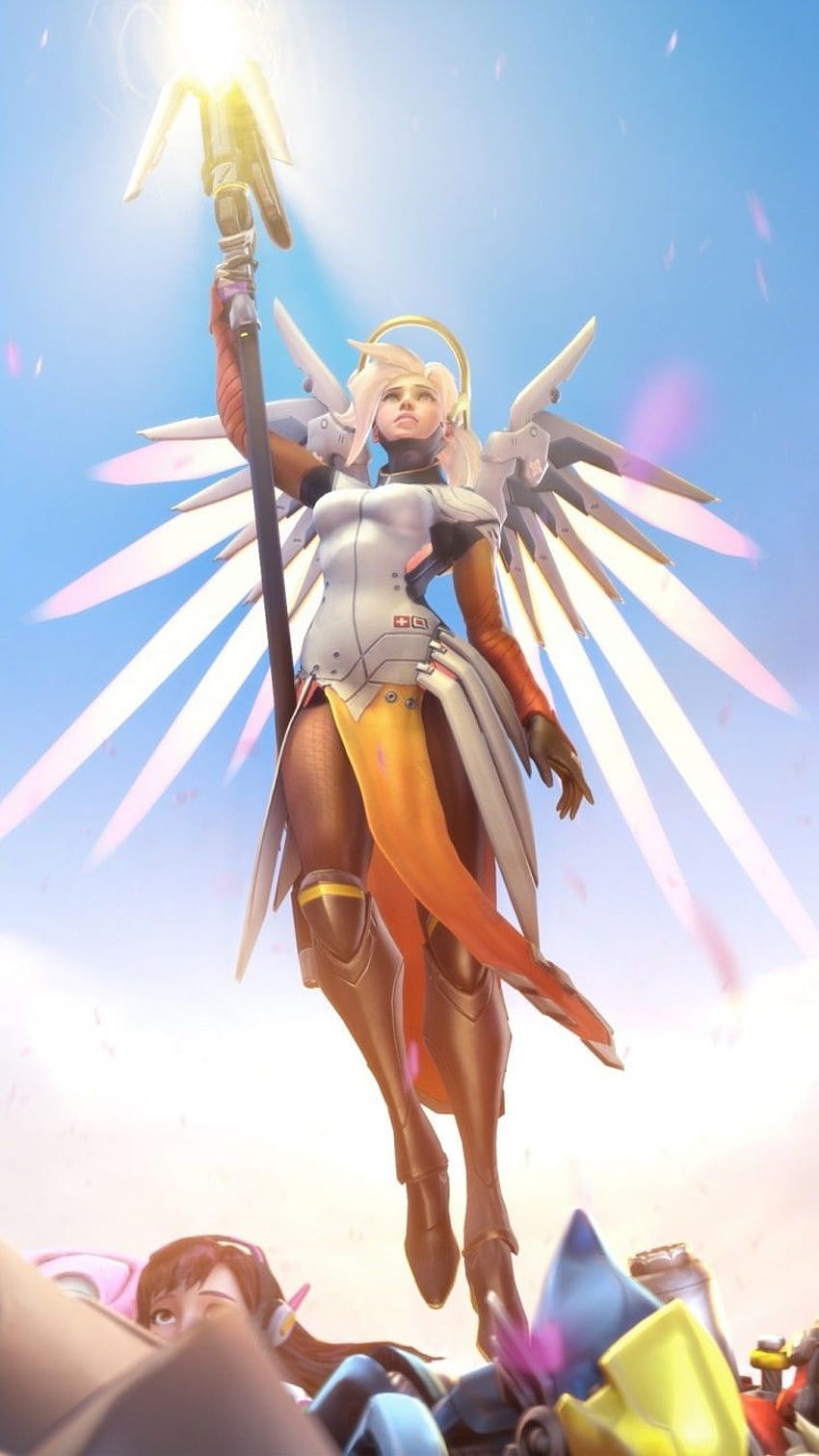 750x1334 Overwatch, Mercy, Wings, Flying for iPhone 7, iPhone 6, 자비 오버워치 HD 전화 배경 화면