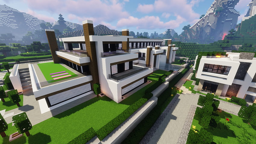 Nowoczesne domy z Minecrafta: 10 pomysłów na budownictwo, które pobudzą Twoją wyobraźnię, nowoczesny dom z Minecrafta Tapeta HD