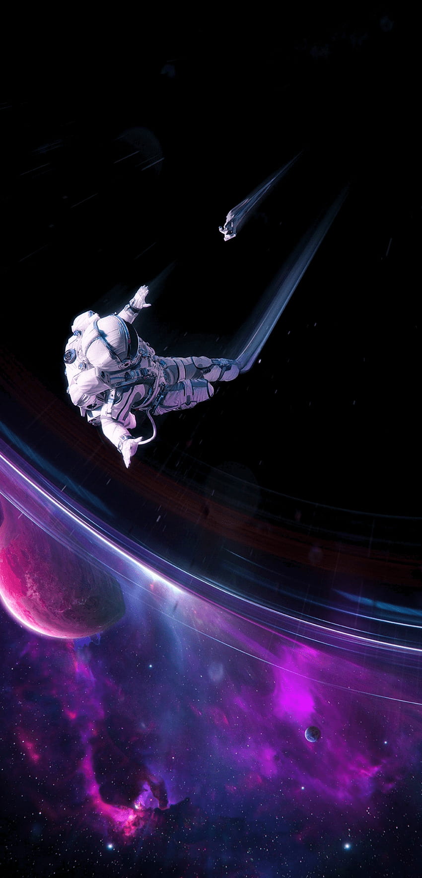 Astronauta czarnej dziury, czarny astronauta Tapeta na telefon HD