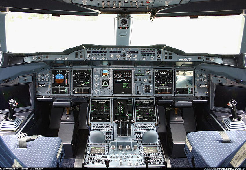 пилотска кабина на airbus a380 HD тапет