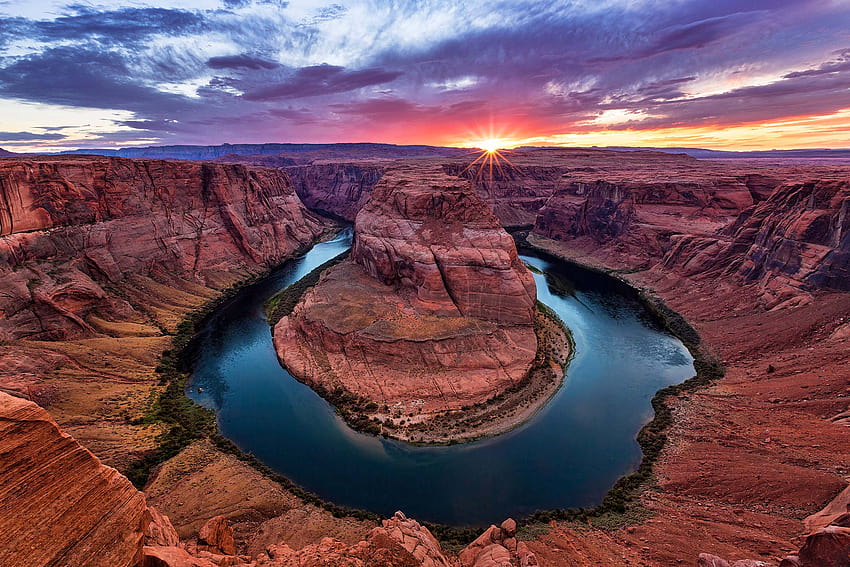 Horse Shoe Bend Sunset Backgrounds To !、ホースシューベンドコロラド川アリゾナ 高画質の壁紙
