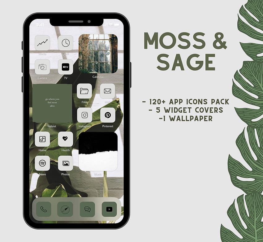 Ios 14 App Icons Sage Green Plant Aesthetic Icons Bundle Hd Wallpaper |  Pxfuel