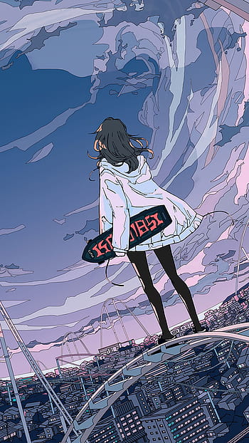 Hand Drawn Anime Skateboard | Parafyna.eth 8 Inch Skateboard Deck by Not  Zero Yet