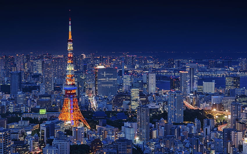 2880x1800 日本、東京、夜, 都市の景観, 建物、tokyo japan 高画質の壁紙