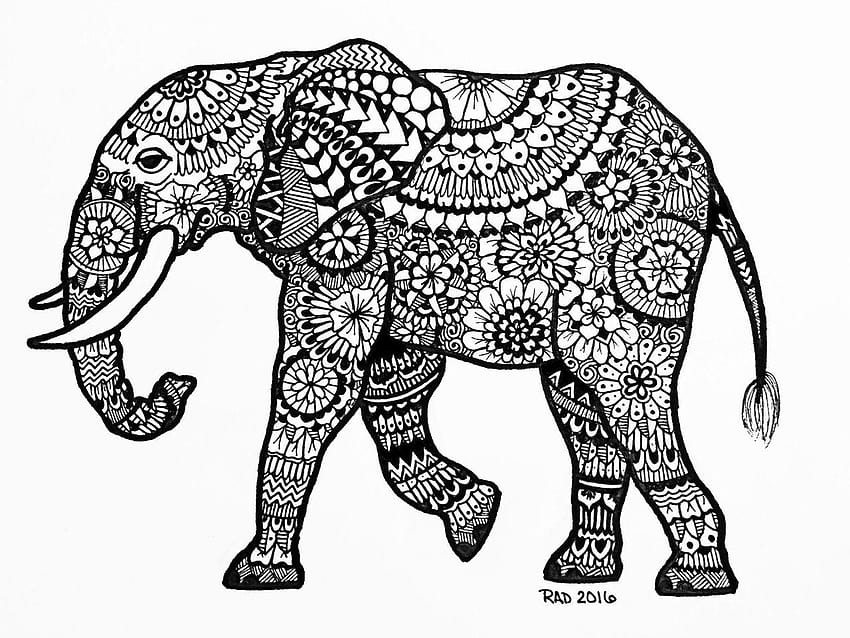 Zwierzęta Zentangle, słonie zentangle Tapeta HD
