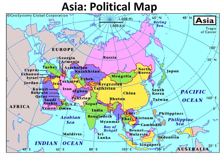 Asien: Politische Karte. Asien: Politische Karte., politische Karte Asiens HD-Hintergrundbild