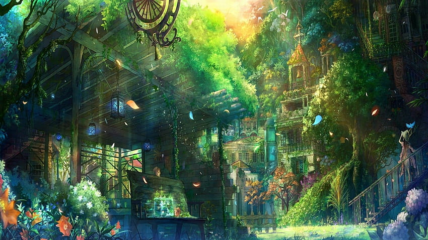 Green Anime posted by Christopher Thompson, aesthetic green anime computer HD wallpaper