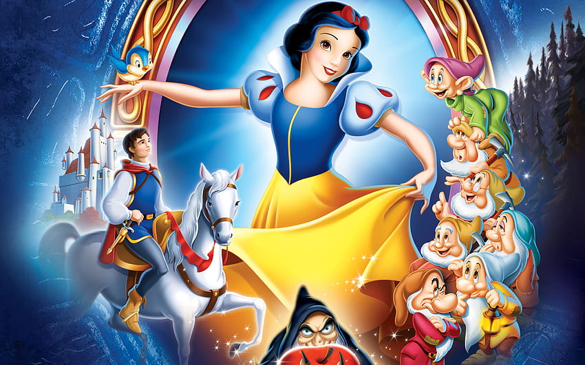Disney Enchanted в 2880×1800 пиксела, Снежанка, седемте джуджета и принц Уайт, танцувайте, пейте и се забавлявайте – телевизия и филми HD тапет