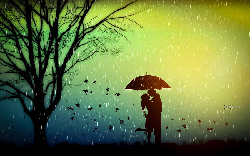 Дъждовна романтична двойка, публикувана от Зоуи Джонсън, дъждовна любов HD тапет