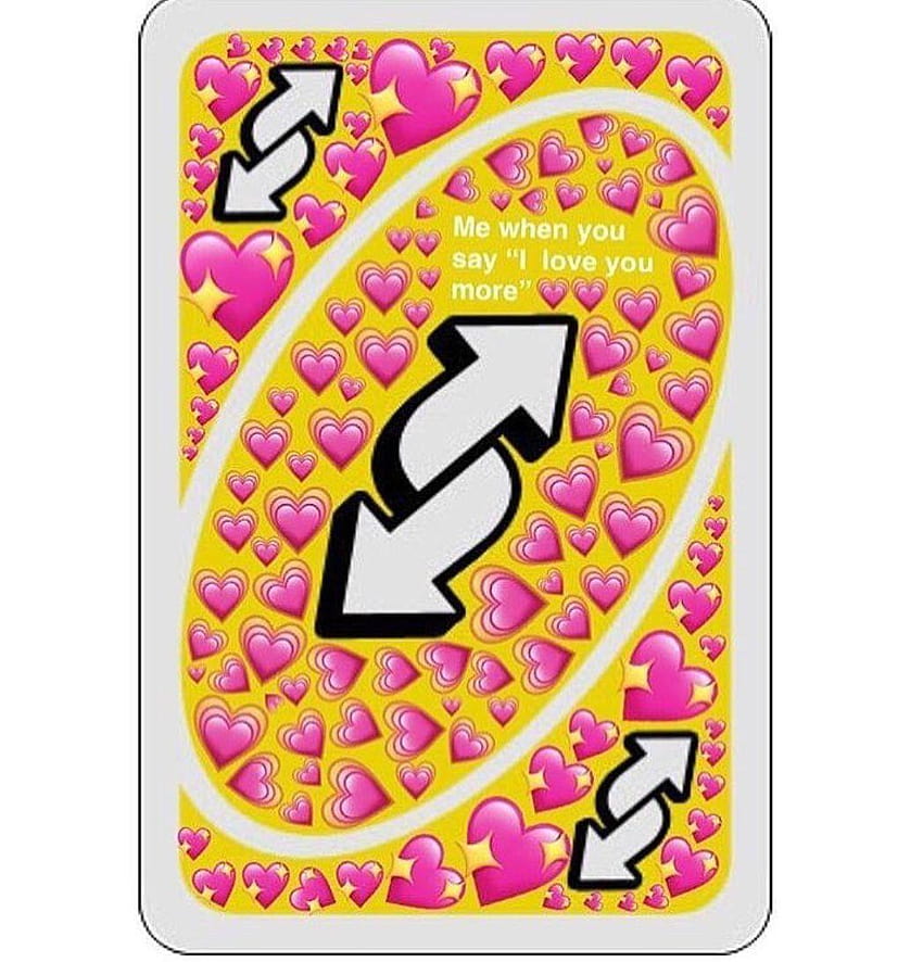 Reverse Uno no U Heart Meme Card Pink Aesthetic Cute 