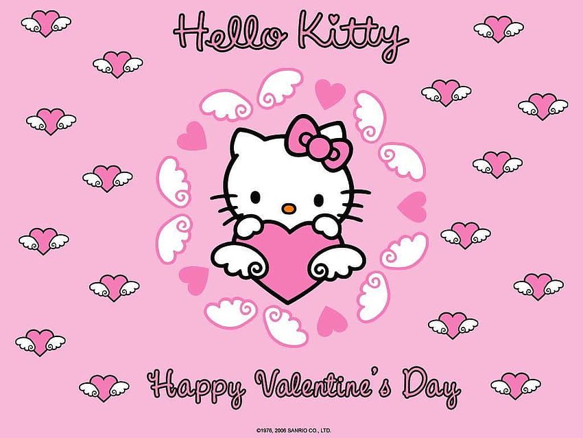 Bonjour Kitty Joyeuse Saint Valentin, minou de la Saint Valentin Fond d'écran HD
