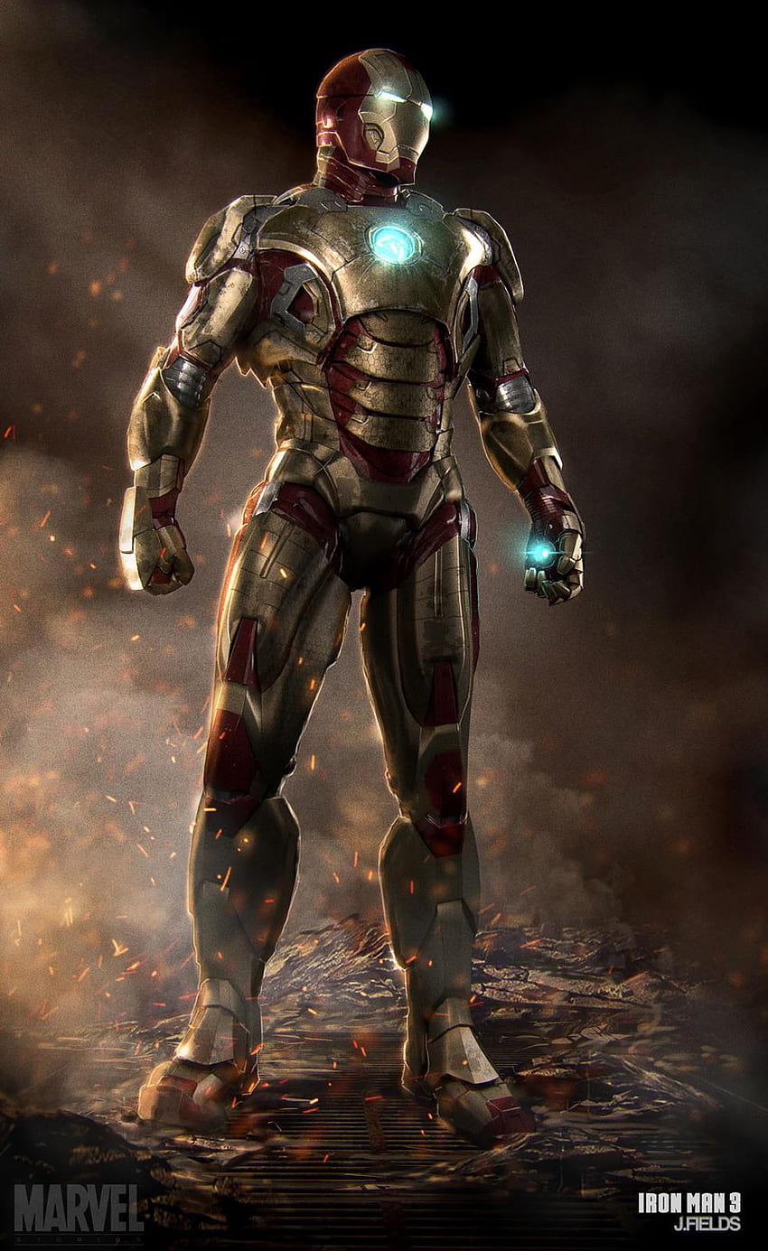 Iron Man 3 Armor Concept Art, alle Iron Man-Rüstungen HD-Handy-Hintergrundbild