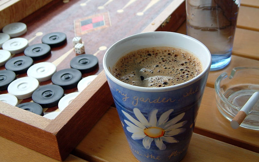 Coffee for a game of backgammon 1680x1050 HD wallpaper