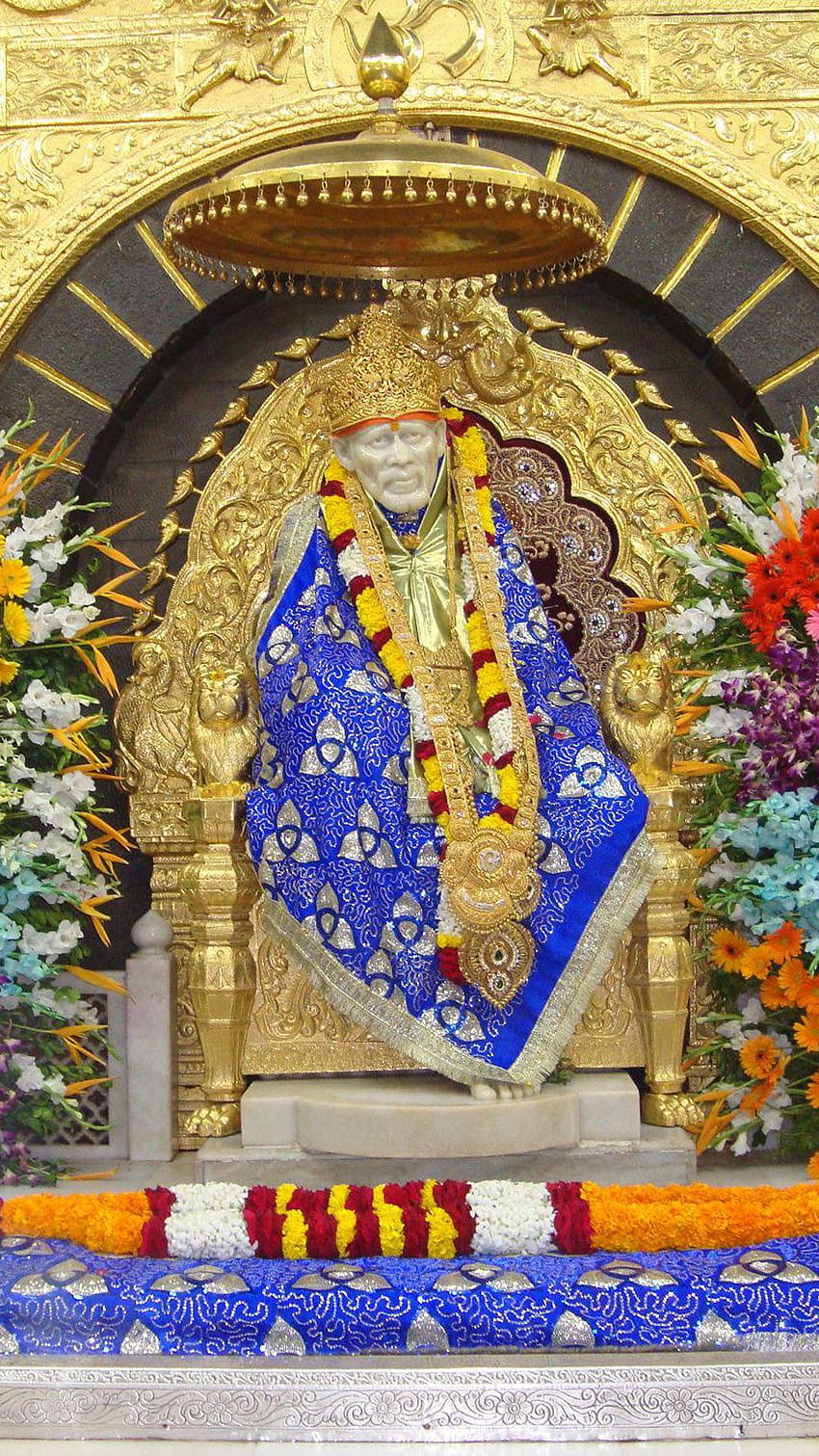 Hintergründe Sai Baba Hindu-Gottes-Goldkronen-Tempel, Sai Baba HD-Handy-Hintergrundbild
