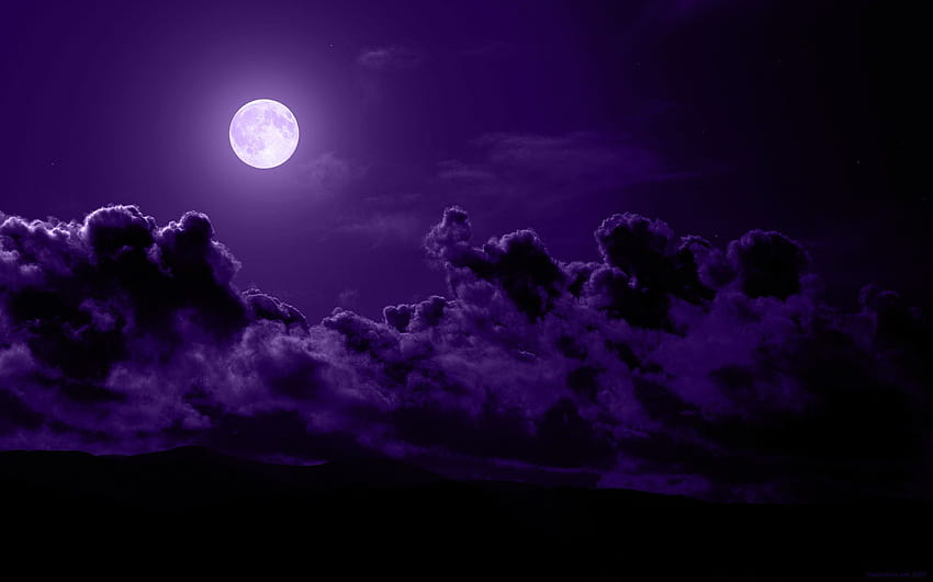 La luna sul cielo viola 1600x900, cielo viola Sfondo HD