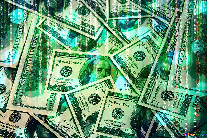 Dólares en s de estilo de matriz digital en CC, dinero verde fondo de pantalla