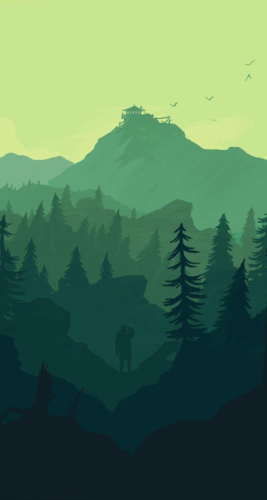 Firewatch Great Idea for Illustrator Landscape Digital Painting HD phone wallpaper