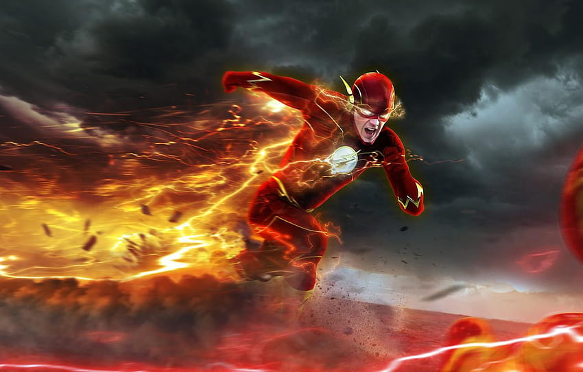 poursuite, art, flash, The Flash, Barry Allen, Inverse, flash vs flash inversé Fond d'écran HD