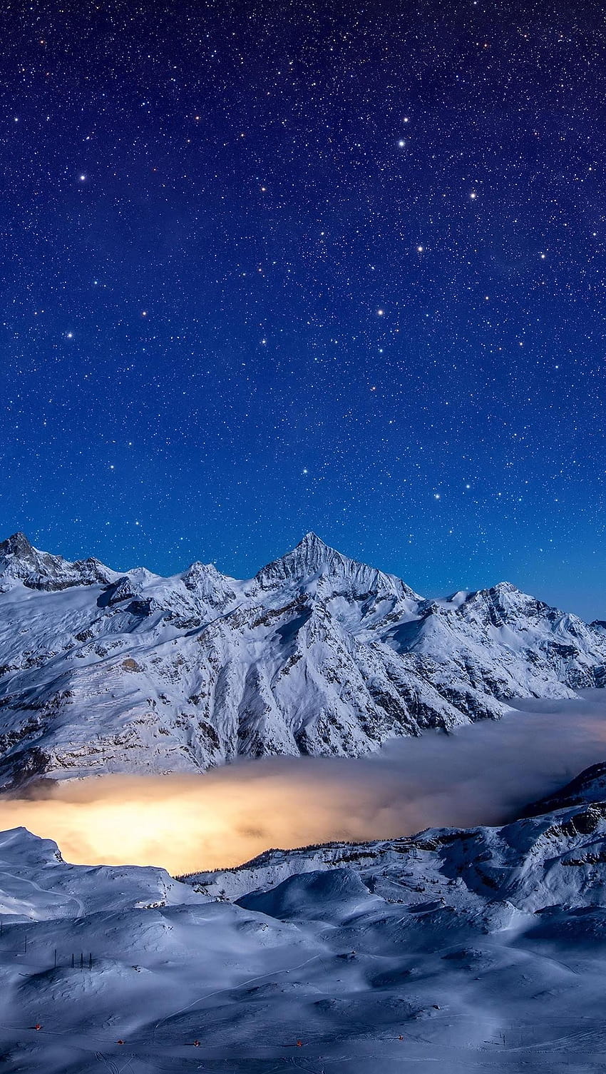 Noite estrelada montanhas cobertas de neve Ultra ID: 5937, noite de inverno vertical Papel de parede de celular HD