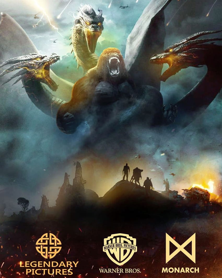 Kong battles King Ghidorah in epic new Godzilla vs. Kong fan artwork!, godzilla vs kong 2021 HD phone wallpaper