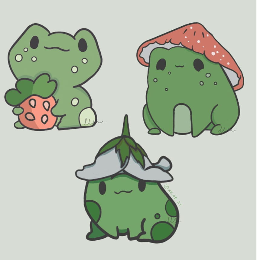 Frog illust illustration Stickers Now On Etsy! Cottagecore Frogs Strawberry, Flower, Mushroom Frogs in 2021, cute frog drawing HD phone wallpaper