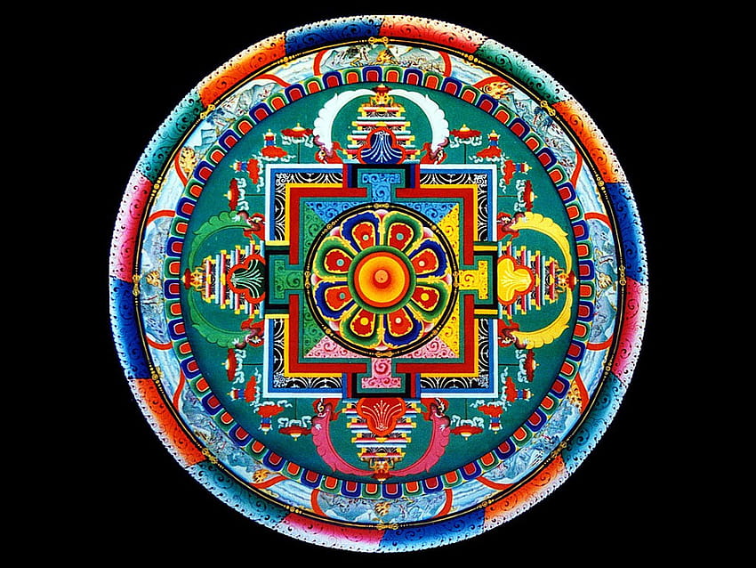 Buddhist Mandala, tibetan flag HD wallpaper