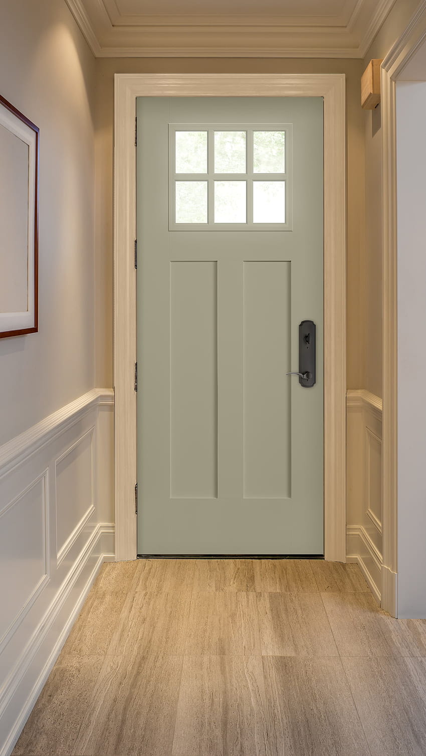 Blue Craftsman Front Door는 빛과 프라이버시를 제공합니다. HD 전화 배경 화면