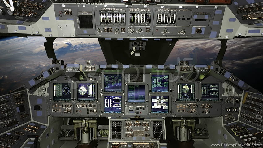 s da cabine do ônibus espacial sobre fundos espaciais, cabine da nave espacial papel de parede HD
