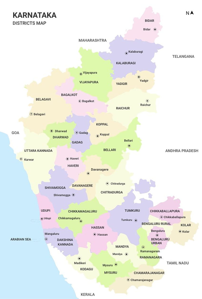 Карти на джунглата: Карта на Карнатака и Керала, карта на Карнатака HD тапет за телефон
