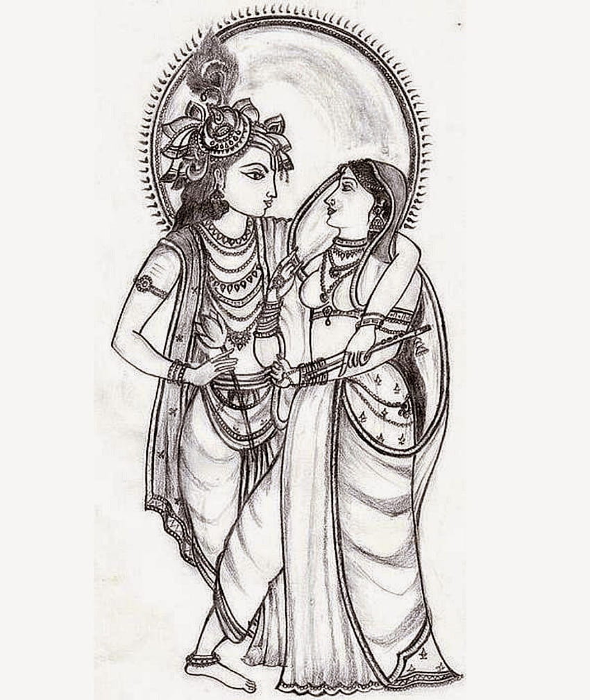 Pencil Sketching for little krishna, joining hands