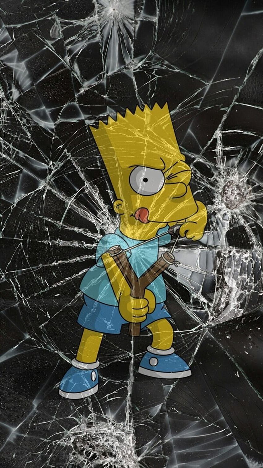 Барт Симпсън Счупен екран на iPhone, Барт Симпсън 2022 г HD тапет за телефон