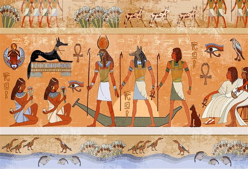 Amazon : LFEEY 10x8ft Murale Starożytny Egipt Tło Hieroglify Rzeźby Mitologia Starożytnego Egiptu Bogowie Faraonowie Świątynia Tła Travel Studio Rekwizyty : Kamera i starożytne egipskie kobiety Tapeta HD