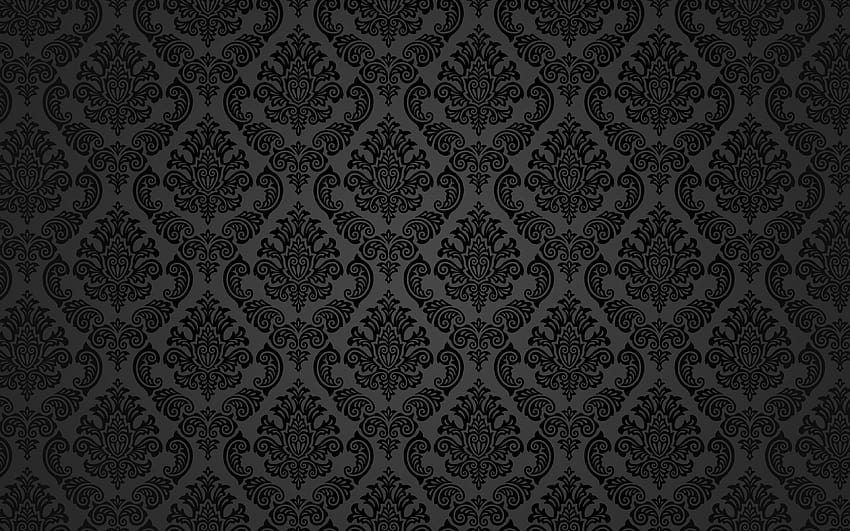 블랙 다마스크 패턴, 빈티지 플로랄 패턴, 블랙 빈티지 배경, 꽃 패턴, 꽃이 있는 배경, 빈티지 배경, 블랙 레트로 배경, 해상도 3840x2400의 꽃 빈티지 패턴. 하이 HD 월페이퍼