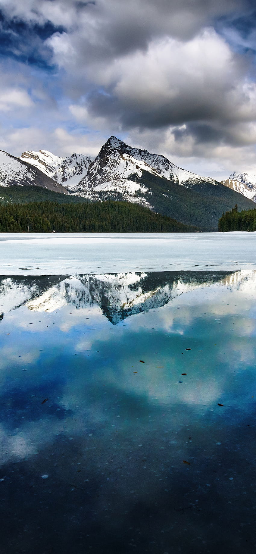 Maligne Lake , Canada, Cloudy Sky, Glacier mountains, Nature HD phone wallpaper