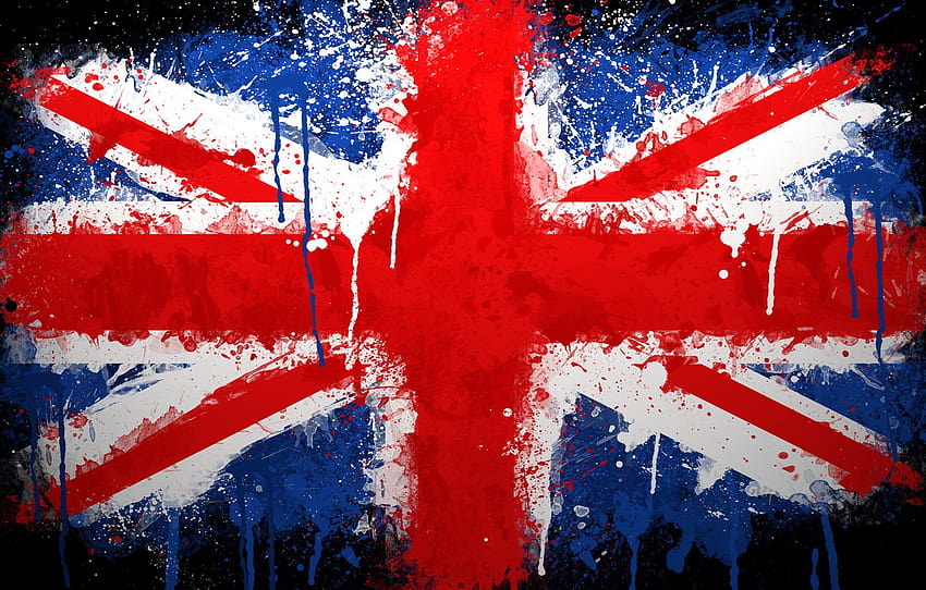 ระบายสี, ธง, สหราชอาณาจักร, ยูเนี่ยนแจ็ค, ส่วน текстуры, ธงชาติอังกฤษ วอลล์เปเปอร์ HD