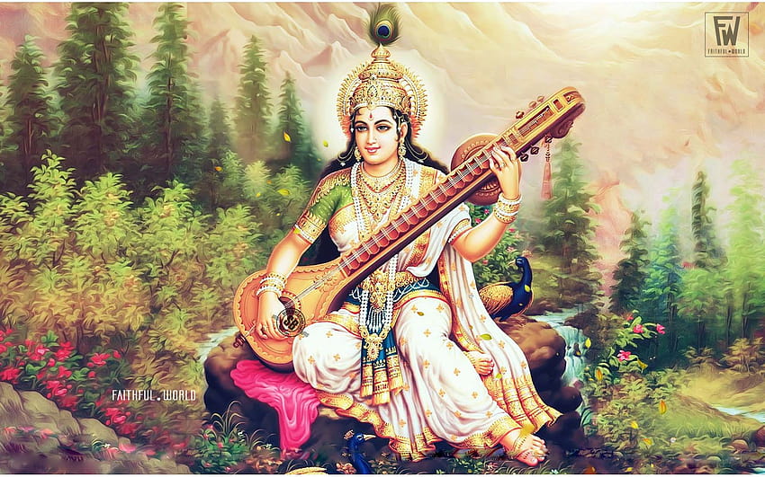 Goddess Saraswati, lord saraswati HD wallpaper