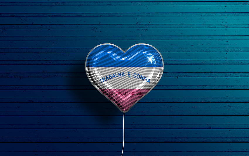 I Love Espirito Santo, realistic balloons, blue wooden background, brazilian states, flag of Espirito Santo, Brazil, balloon with flag, States of Brazil, Espirito Santo flag, Espirito Santo, Day of HD wallpaper