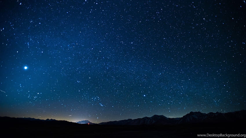 Ruang, Lanskap, Siluet, Bintang, Malam, Bukit, Latar Belakang Langit, langit luar angkasa Wallpaper HD